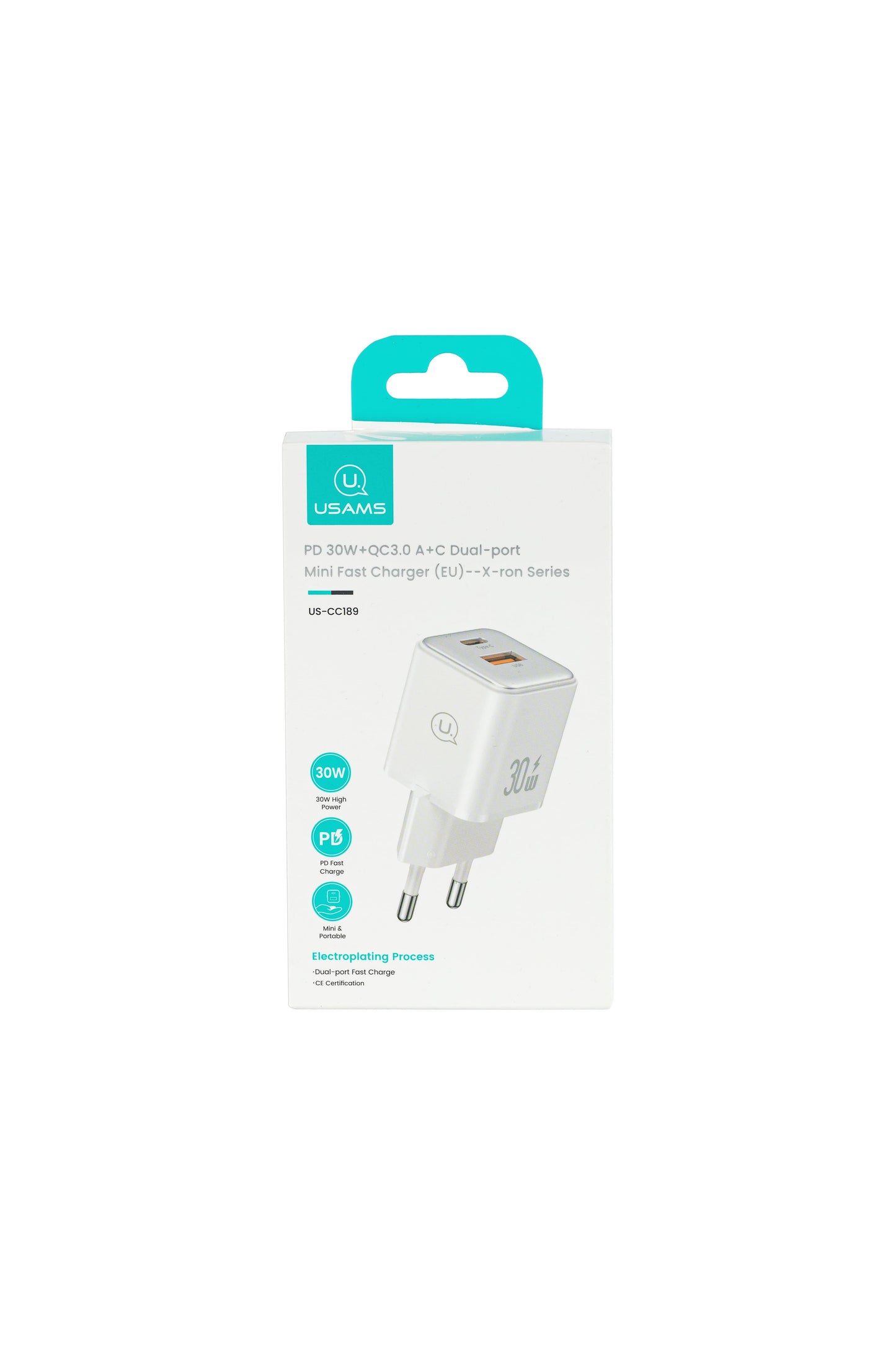 Charger USAMS PD 30W + QC 3.0 TYPE A+C DUAL-PORT White