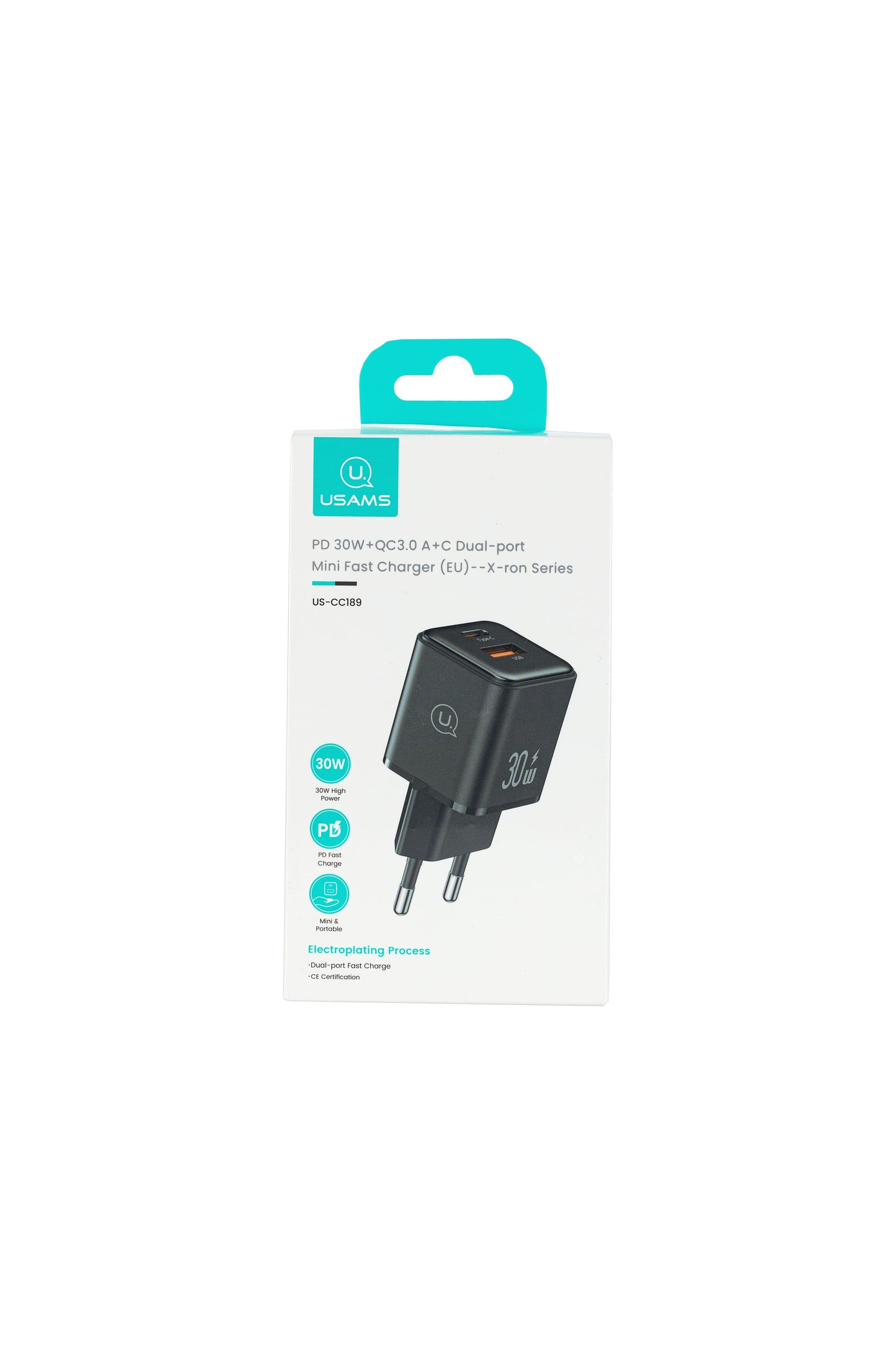 Charger USAMS PD 30W + QC 3.0 TYPE A+C DUAL-PORT Black